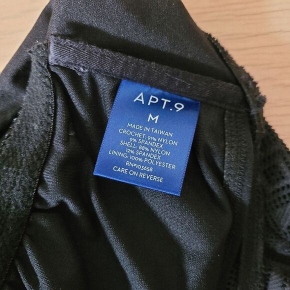 Vintage Y2K APT. 9 Strappy Halter Top Size Medium Black Sheer Lace New Old Stock - Picture 4 of 7